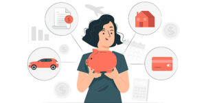 Imagem de mulher fazendo planejamento financeiro